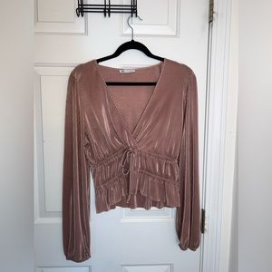Rose Gold Zara Cropped Blouse Size L